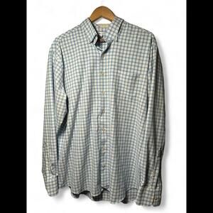 Peter Millar Summer Comfort Long Sleeve Men’s Shirt Blue And White Size XL